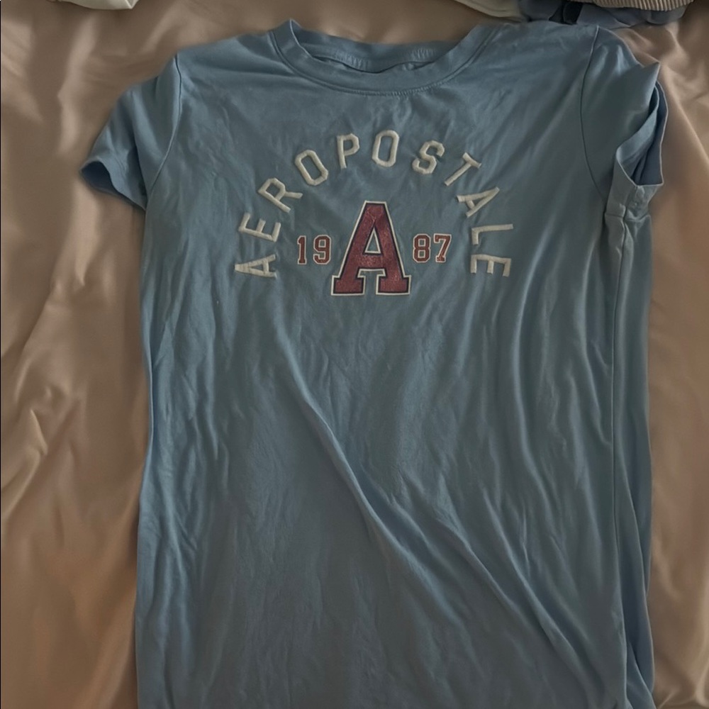 Aeropostale Light Blue Tee with Red Graphic
